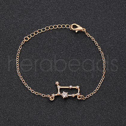 12 Constellations Alloy Rhinestone Link Bracelets WG43B2B-06-1