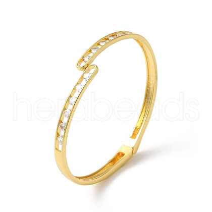 Rack Plating Brass Pave Clear Cubic Zirconia Hinged Bangles BJEW-G716-03G-1