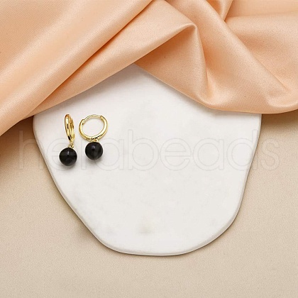 Round Brass Enamel Hoop Earrings EJEW-U059-05G-1