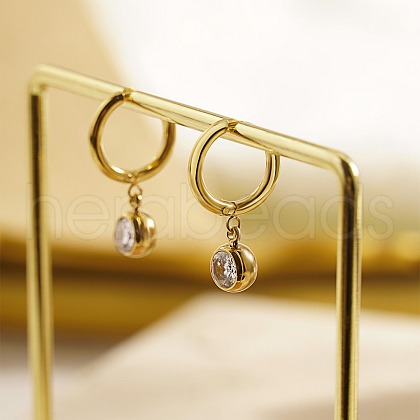 Cubic Zirconia Flat Round Dangle Earrings RS6083-1-1