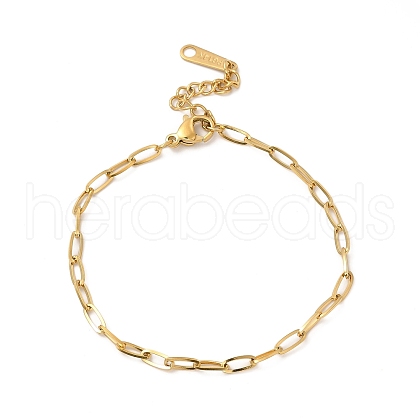 Ion Plating(IP) 304 Stainless Steel Paperclip Chain Bracelet for Women X-BJEW-G667-05G-1