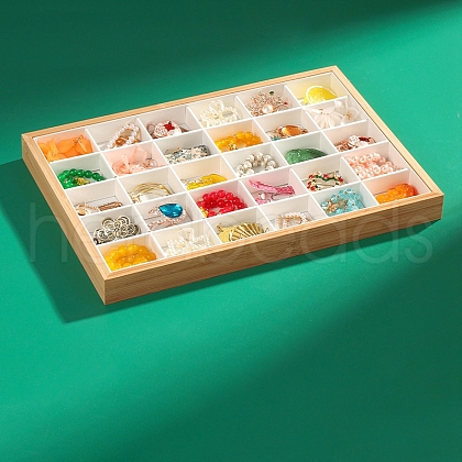 30 Grids PU Leather & Bamboo Jewelry Display Trays PW-WGCF8AC-01-1