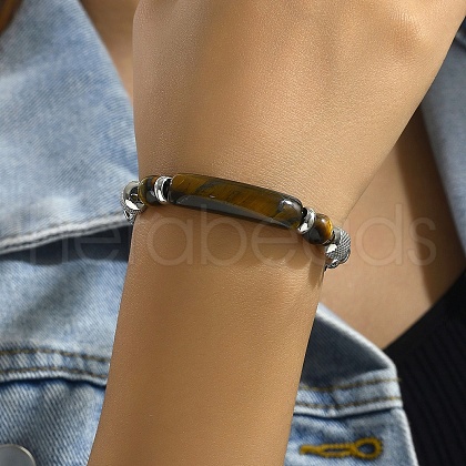 Natural Tiger Eye Beads Link Bracelets YW5979-2-1