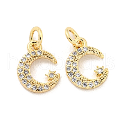 Brass Micro Pave Clear Cubic Zirconia Charms KK-Z044-17C-1