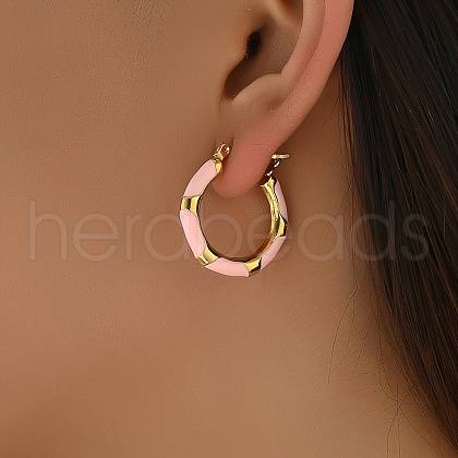 Stainless Steel Enamel Earrings Hoop Earrings LP9659-3-1