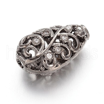 Brass Micro Pave Cubic Zirconia Beads ZIRC-K031-02B-1