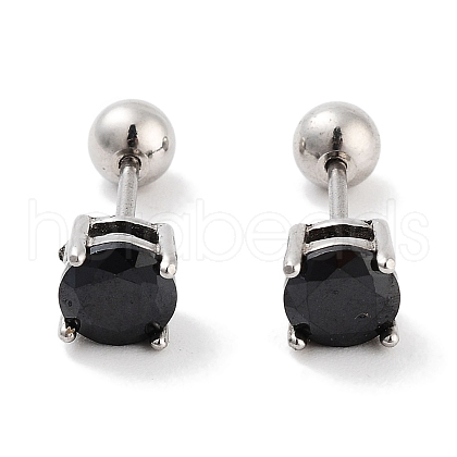 Square 316 Surgical Stainless Steel Pave Cubic Zirconia Cartilage Earrings for Women Men EJEW-Z050-33A-01P-1