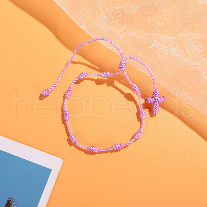 Cross Nylon Cord Braided Bead Bracelets WG2C716-07-1