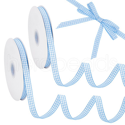Tartan Pattern Nylon Ribbon for Garment Accessories OCOR-WH0097-55B-1