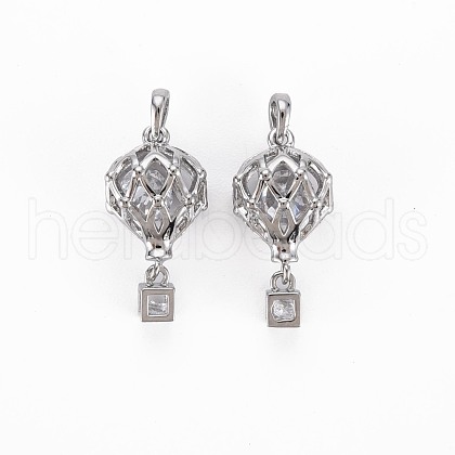 Brass Micro Pave Clear Cubic Zirconia Pendants KK-S364-100-1