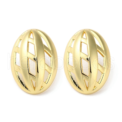 Rack Plating Brass Oval Stud Earring EJEW-H099-07G-1