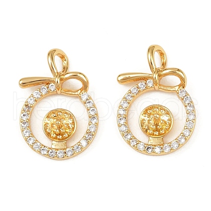 Brass Micro Pave Clear Cubic Zirconia Peg Bails KK-B137-16G-1