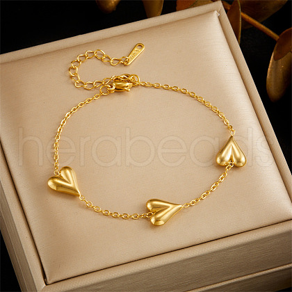 Heart Stainless Steel Link Bracelets WGCB0A8-03-1