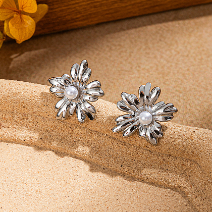 Stainless Steel Flower Stud Earrings GG2778-2-1