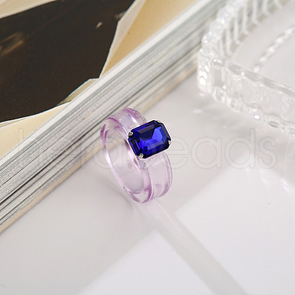Rectangle Resin with Glass Finger Rings for Women FS-WG96B1D-02-1