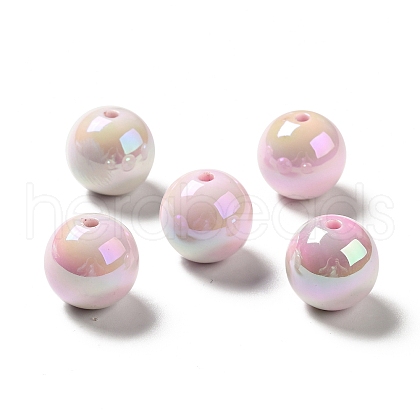 UV Plating Opaque Rainbow Iridescent Acrylic Beads MACR-D063-01B-03-1