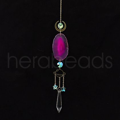Natural Agate Piece Hanging Ornaments PW-WG42030-02-1