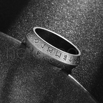 Viking Rune Stainless Steel Finger Rings for Men WGDF4AB-60-1
