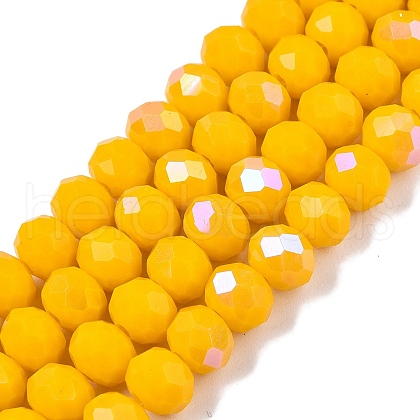 Electroplate Opaque Solid Color Glass Beads Strands EGLA-A044-P6mm-L29-1