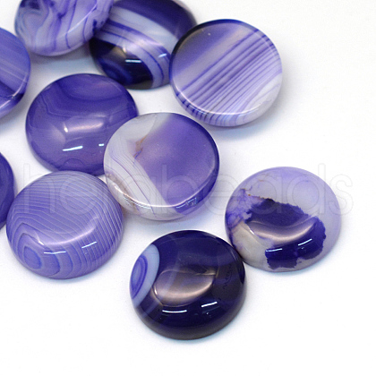 Dyed Natural Striped Agate/Banded Agate Cabochons X-G-R348-20mm-01-1