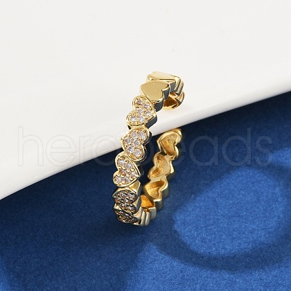 Brass Micro Pave Cubic Zirconia Cuff Rings for Women RJEW-F182-03G-1