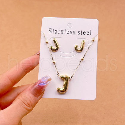 304 Stainless Steel Pendant Necklaces & Stud Earrings Sets FS-WGEB5F1-10-1