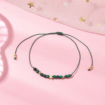 Natural Round Malachite Beads Braided Bead Bracelets for Women BJEW-JB11655-11-1
