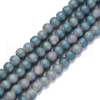 Electroplate Frosted Glass Beads Strands EGLA-N006-036B-1