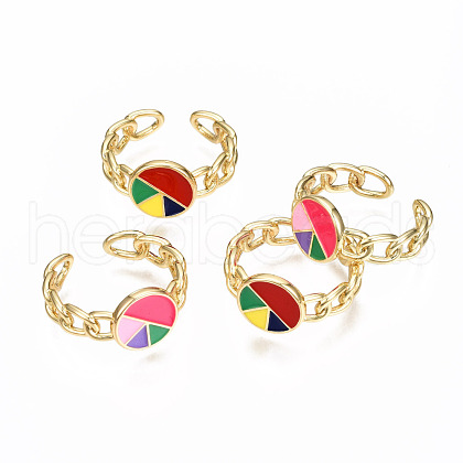 Brass Enamel Cuff Rings RJEW-N035-004-NF-1