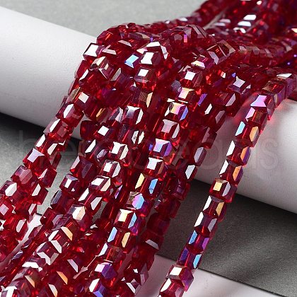 Electroplate Glass Beads Strands EGLA-R030-4x4mm-04-1