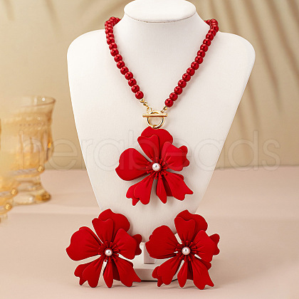 Alloy Flower Pendant Jewelry Set FS-WG6F8AE-01-1
