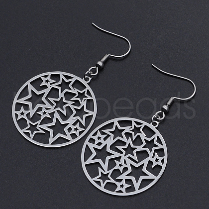 Tarnish Resistant 201 Stainless Steel Dangle Earrings STAS-S105-JN608-1-1
