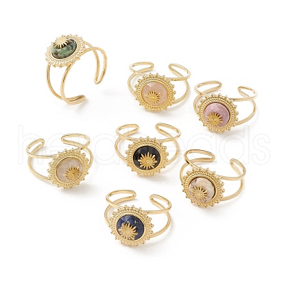 Natural Gemstone Sun Open Cuff Ring STAS-E125-04G-1