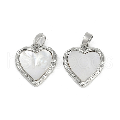 Brass Pave Natural Shell Pendants KK-Z078-29P-1