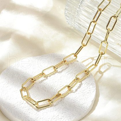 Brass Paperclip Chain Necklaces NJEW-A042-14G-1