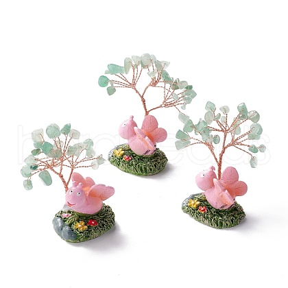 Natural Green Aventurine Chips & Resin Pedestal Display Decorations DJEW-A001-03C-1