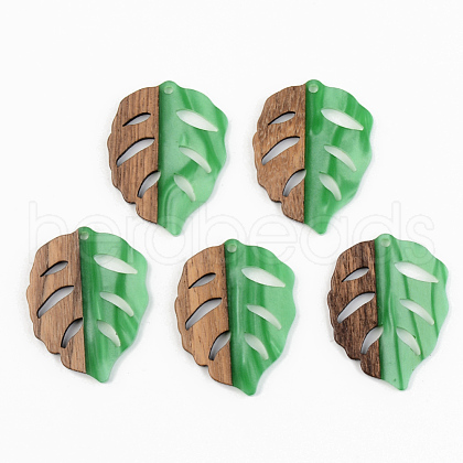 Opaque Resin & Walnut Wood Pendants RESI-S389-003A-C03-1