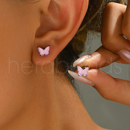 Sweet Stainless Steel Butterfly Stud Earrings for Women NU5071-1
