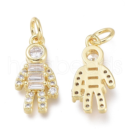 Brass Micro Pave Clear Cubic Zirconia Charms ZIRC-Q024-14G-1