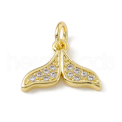 Brass Micro Pave Clear Cubic Zirconia Fishtail Charms ZIRC-F132-77G-1