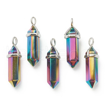 Electroplate Non-Magnetic Synthetic Hematite Pointed Pendants G-M378-01P-B01-1