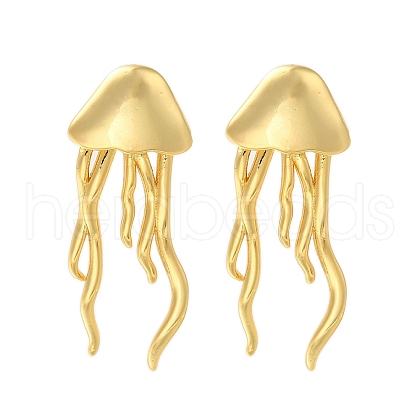 Rack Plating Jellyfish Brass Stud Earrings EJEW-I310-19G-1