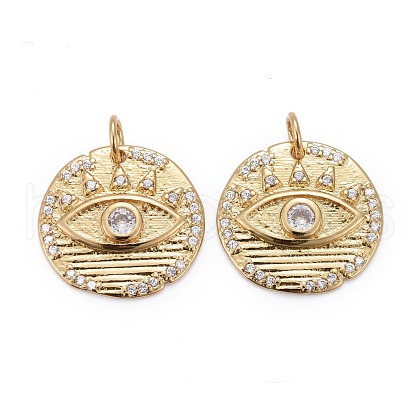 Brass Micro Pave Clear Cubic Zirconia Pendants ZIRC-Z011-13G-1