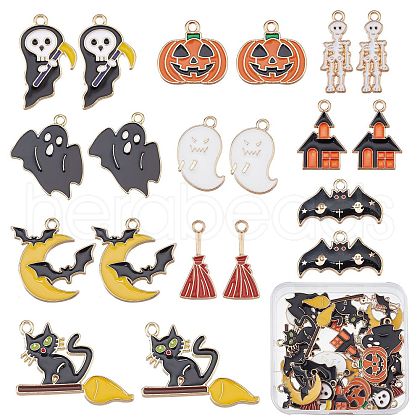 SUNNYCLUE 40Pcs 10 Style Light Gold Alloy Enamel Pendants FIND-SC0002-68-1