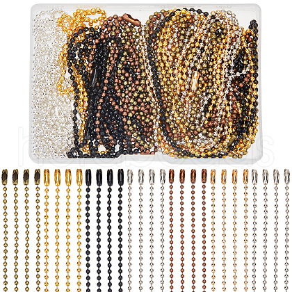 SOFPLATE 28Pcs 7 Colors Iron Ball Chain Necklace Making MAK-SP0001-07-1