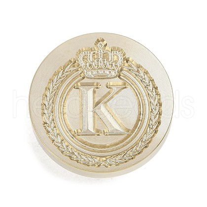 Golden Tone Crown Initial Wax Seal Brass Stamp Heads AJEW-A065-01K-1