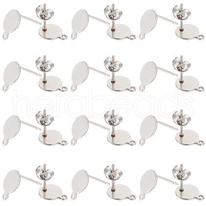SUNNYCLUE 100Pcs Flat Round Shape 304 Stainless Steel Stud Earring Findings STAS-SC0008-60-1