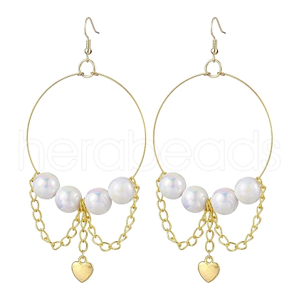 Stainless Steel Acrylic Imitation Pearl Dangle Earrings EJEW-JE05810-1