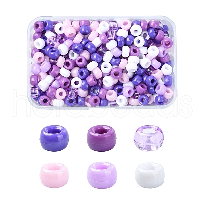 480Pcs 6 Colors Opaque & Transparent Plastic Beads KY-YW0001-75D-1
