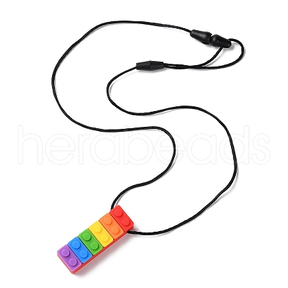 Rainbow Building Blocks Food Grade  Silicone Pendant Molar Stick Nursing Necklaces SIL-Z004-02B-1